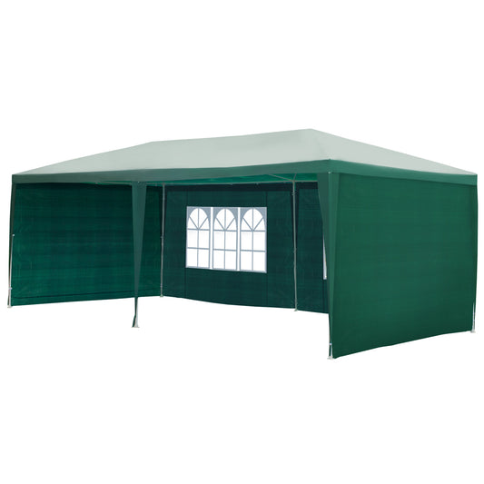 Outsunny Carpa Jardín 6x3x2,5 M Con 4 Paredes Laterales 2 Ventanas Verde_0