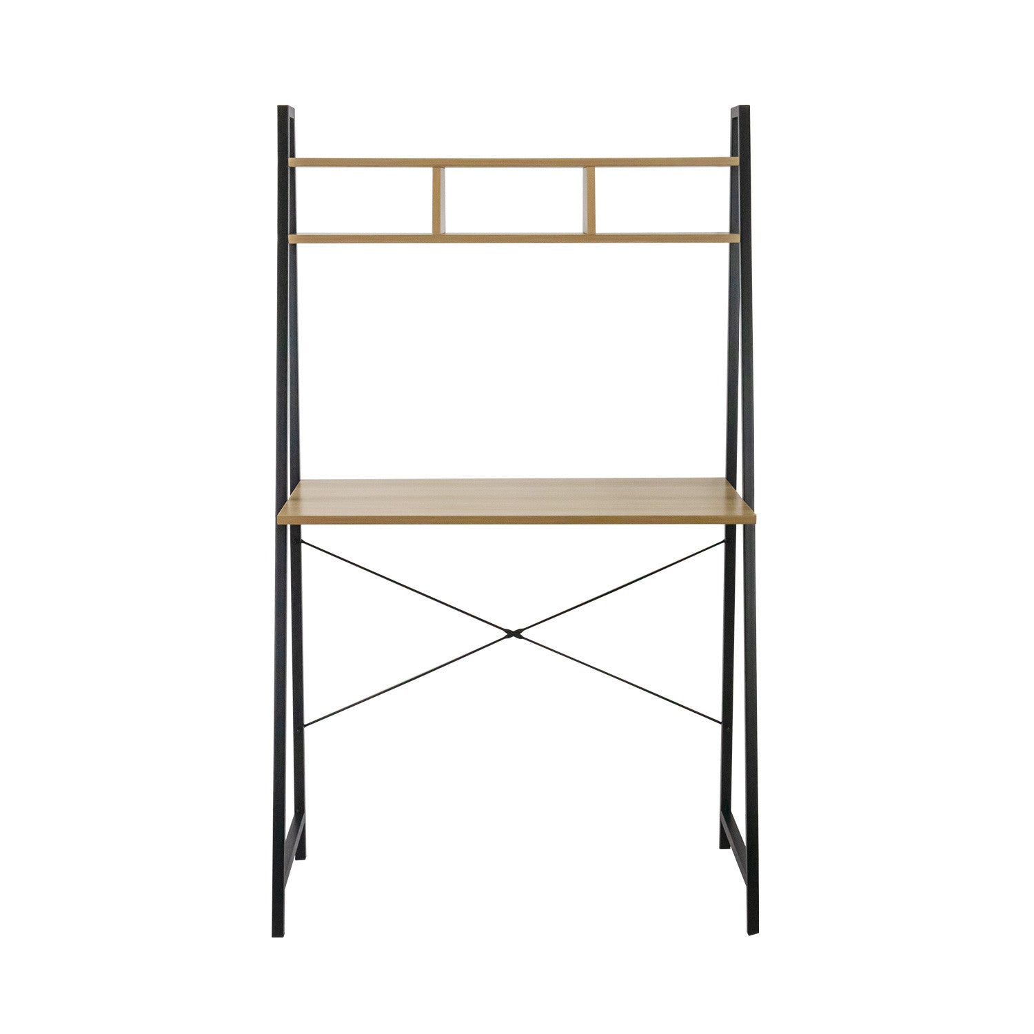 Escritorio Metálico Con Estantería Organizadora De Madera Oyam 142x84x46cm 7house_1