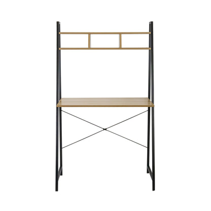 Escritorio Metálico Con Estantería Organizadora De Madera Oyam 142x84x46cm 7house_1