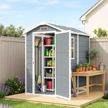 Outsunny Cobertizo De Jardín Exterior 2,1 M² 131x186x198 Cm Con Suelo Gris_4