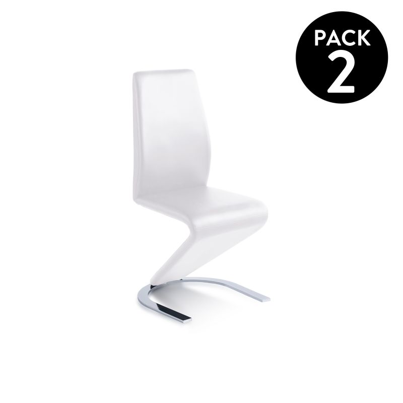 Pack 2 Sillas De Comedor Rin Símil Piel Tejido, Blanco, 58 X 96 X 40,5_0