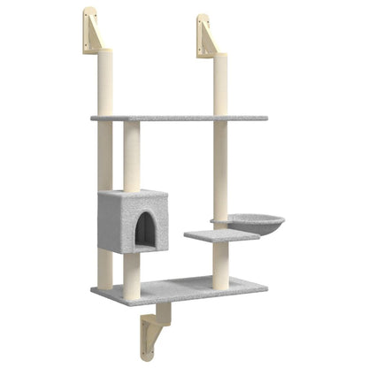 Vidaxl Árbol Rascador Para Gatos De Pared Gris Claro 153 Cm_0