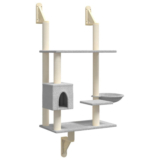 Vidaxl Árbol Rascador Para Gatos De Pared Gris Claro 153 Cm_0