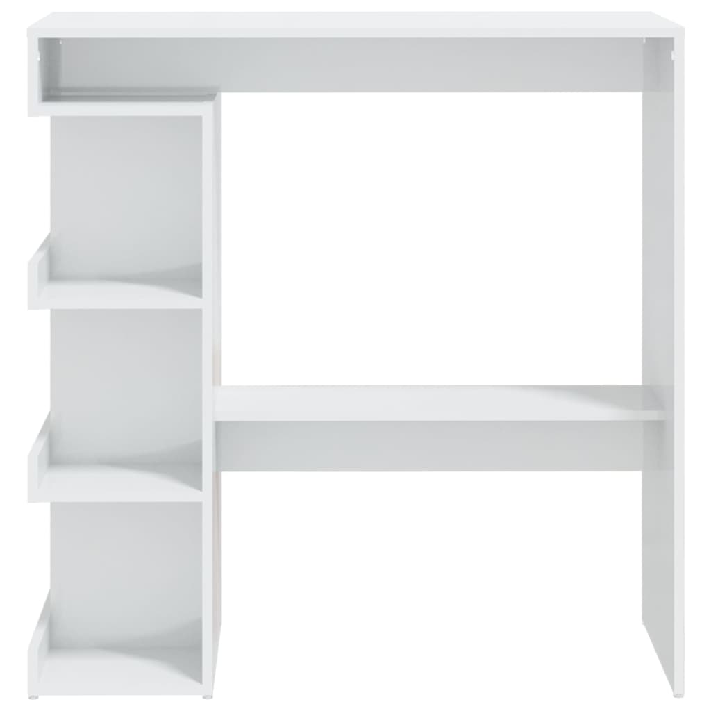 Mesa Bar Con Estante Aglomerado Blanco Brillo 100x50x101,5 Cm_3