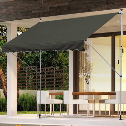 Outsunny Toldo Manual Retráctil 300x150x170-280 Cm Con Altura Ajustable Gris_3