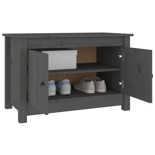 Armario Zapatero De Madera Maciza De Pino Gris 70x38x45,5 Cm / Vetonek_0