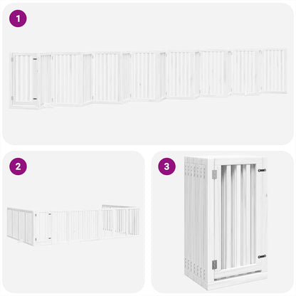 Vidaxl Puerta De Perros Plegable 15 Paneles Madera Álamo Blanca 750 Cm_3