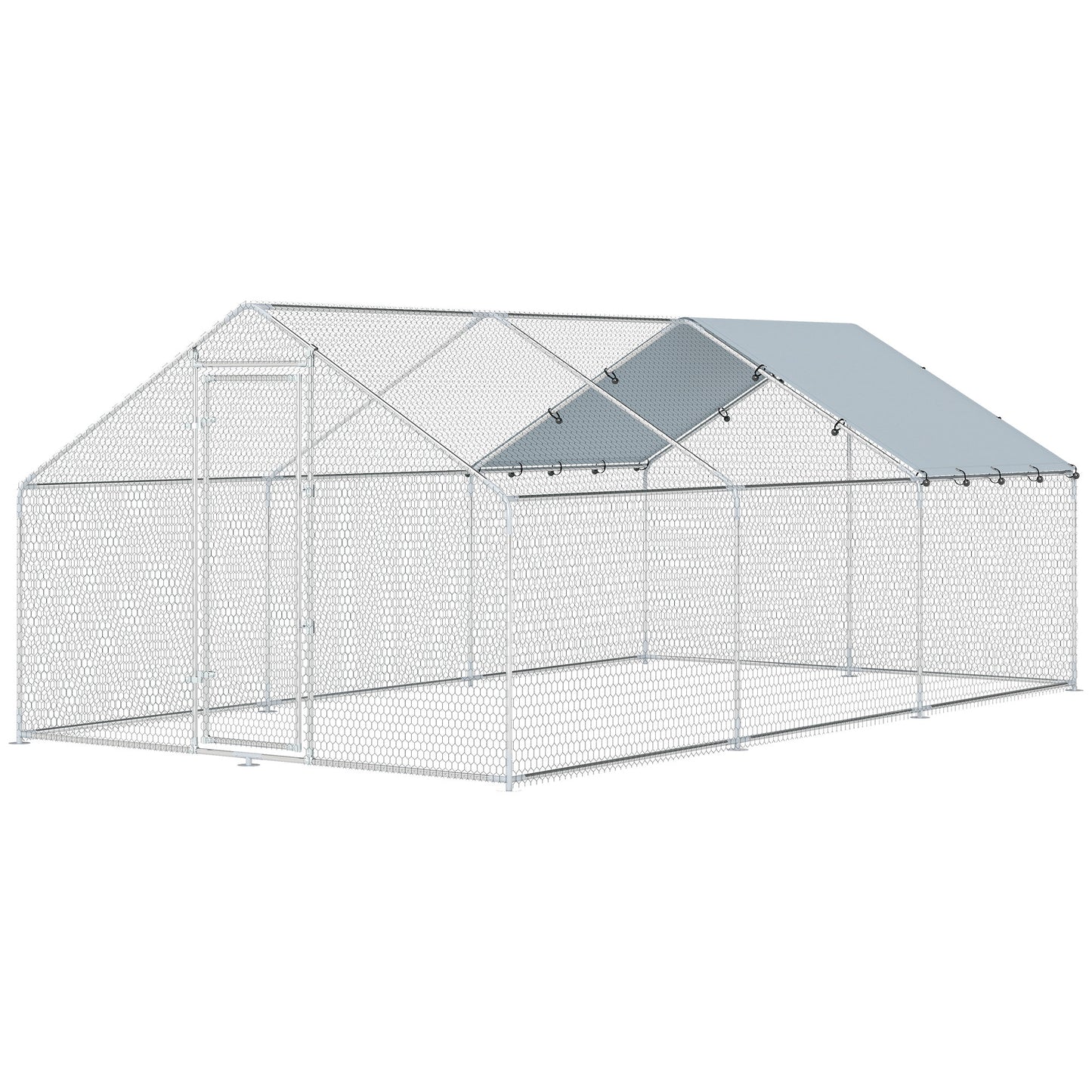 Pawhut Gallinero Para Exterior Grande 5,1x3x1,9 M 15,3 M² Con Cubierta Cerradura_4
