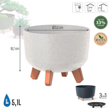 Macetero Color Blanco Roto,sin Depósito , Colección Gracia De 23,5 X 23,5 X 18,7 Cm, Capacidad De 5,1 L._2