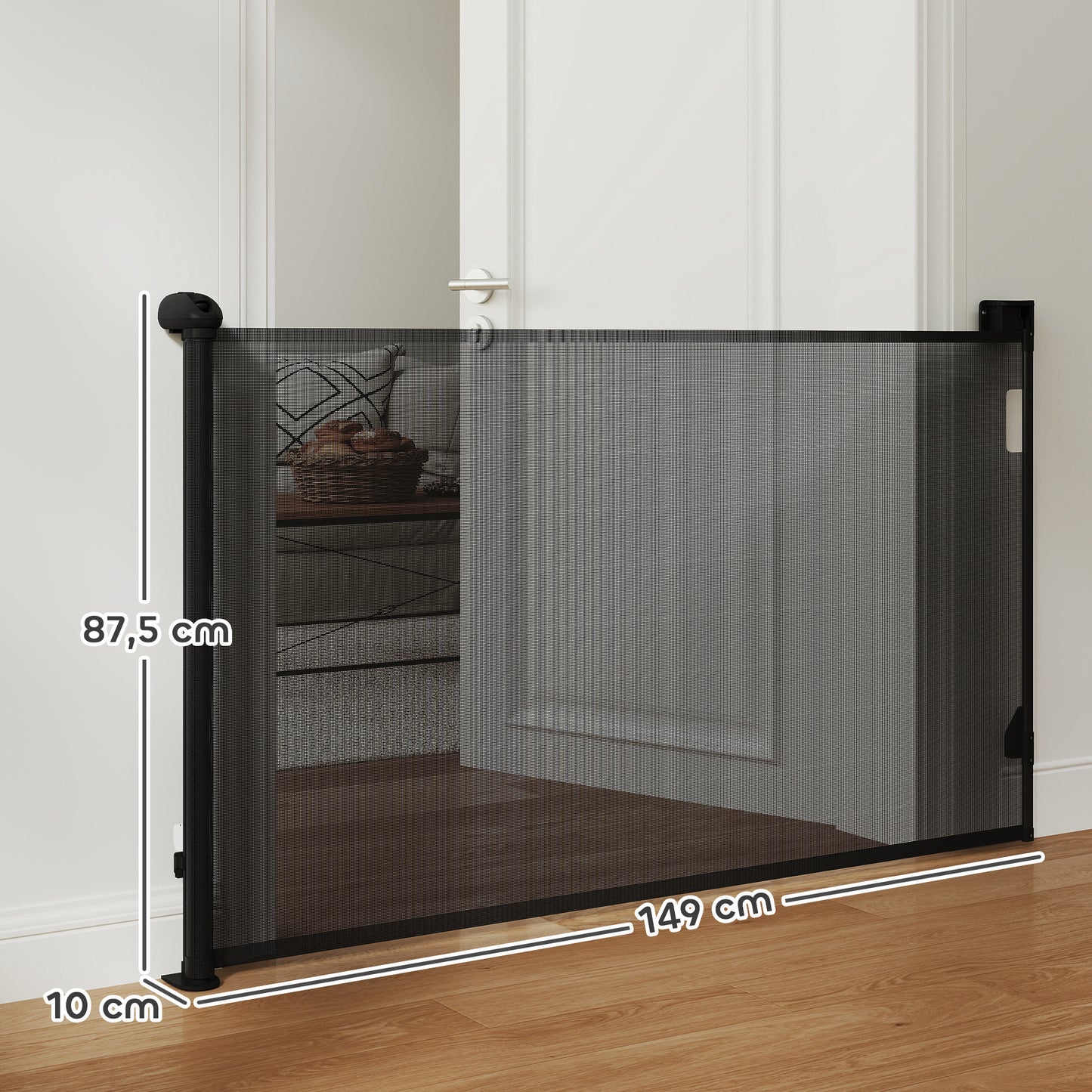 Pawhut Barrera De Seguridad Para Perros Retráctil 0-125 Cm Para Escaleras_2