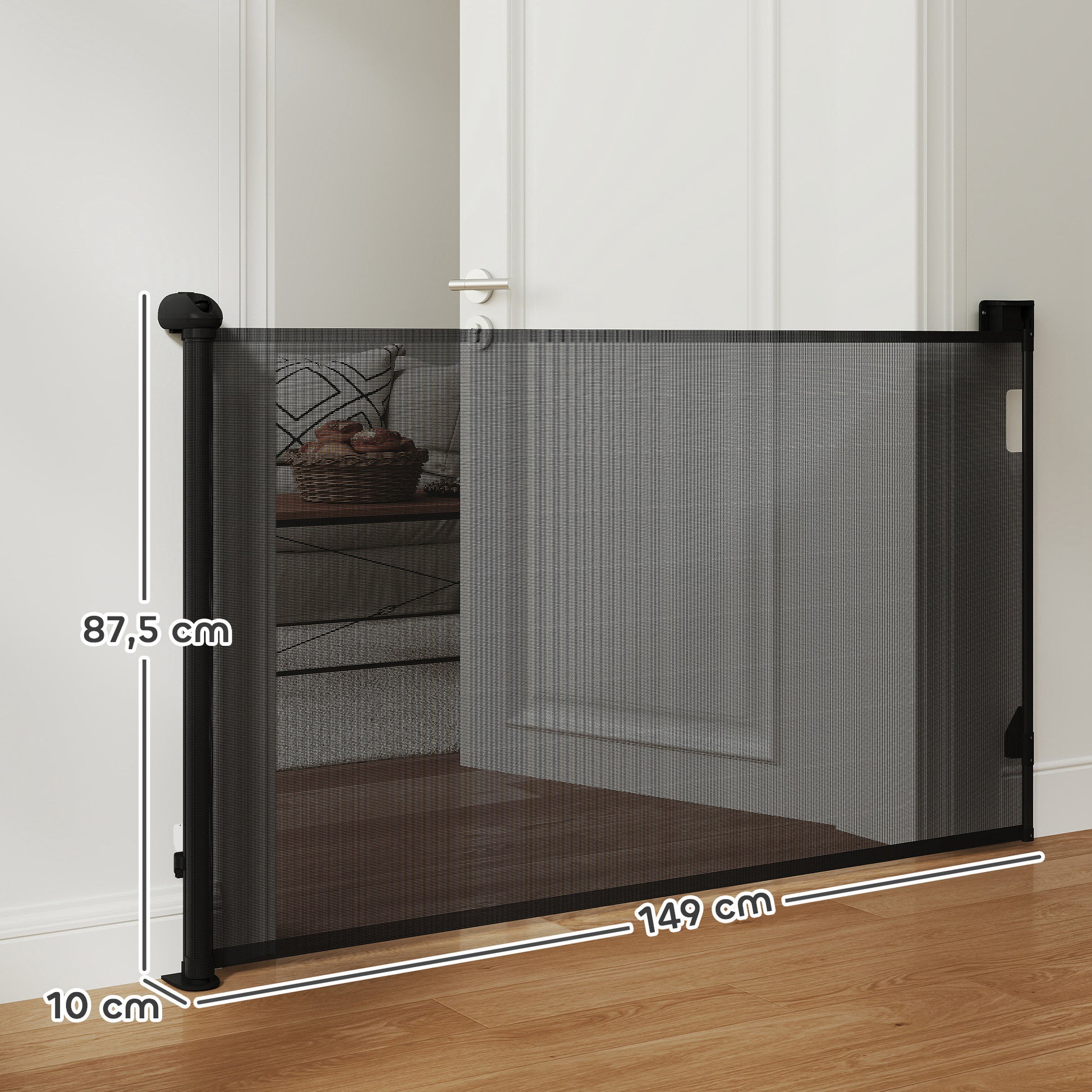 Pawhut Barrera De Seguridad Para Perros Retráctil 0-125 Cm Para Escaleras_2