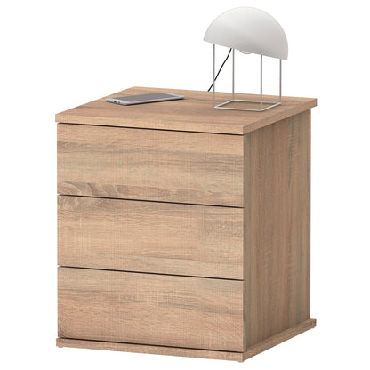 Mesita De Noche 3 Cajones, Mesilla Dormitorio Cajonera 48,5x41x40 Cm (alto X Ancho X Profundo), Briebe, Serenade, Madera