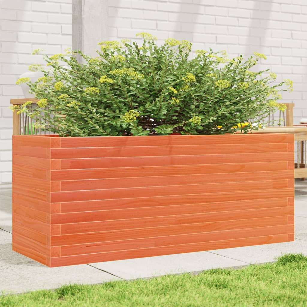 Jardinera De Madera Maciza De Pino Marrón Cera 110x40x46 Cm_1