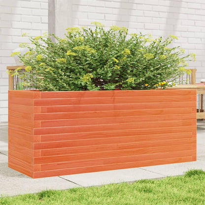 Jardinera De Madera Maciza De Pino Marrón Cera 110x40x46 Cm_1