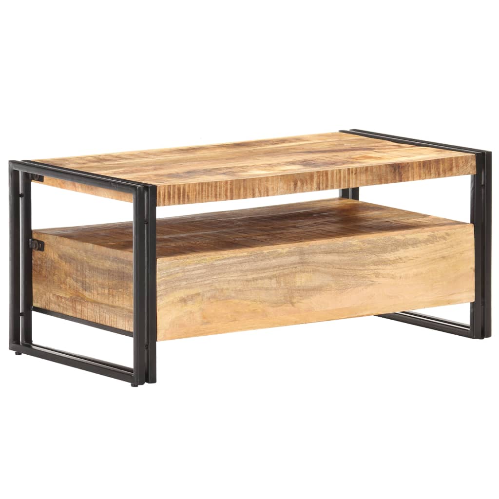 Mesa De Centro De Madera De Mango Rugosa 100x55x45 Cm_1