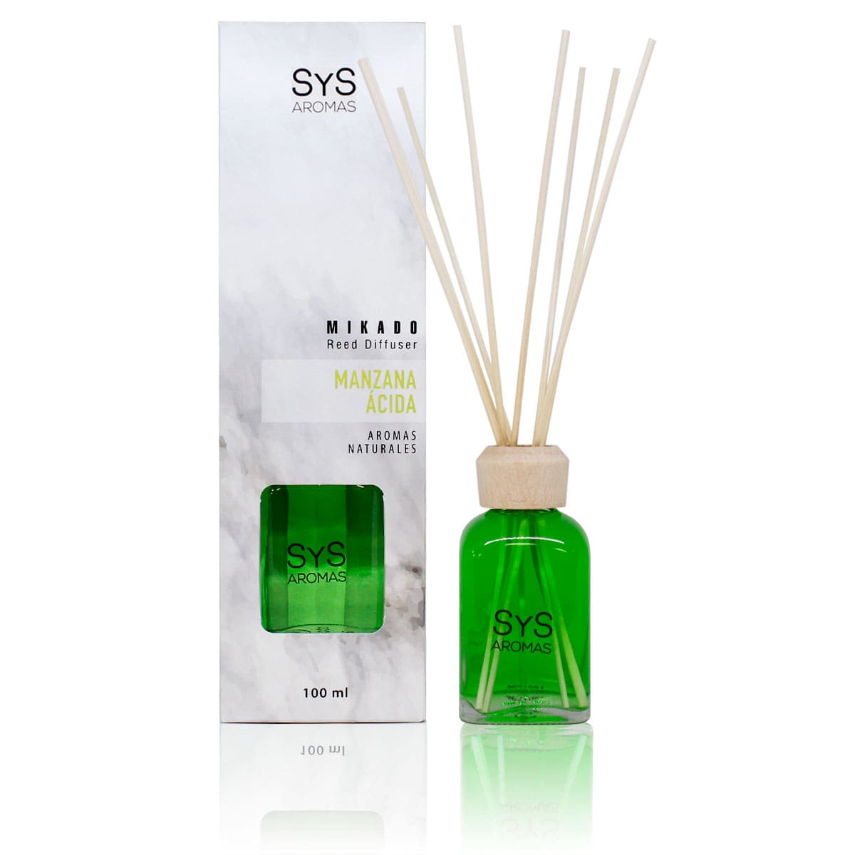 Ambientador Mikado Manzana Ácida Mármol SYS Aromas 100 ml | Aroma Afrutado y Ácido | Refrescante_0