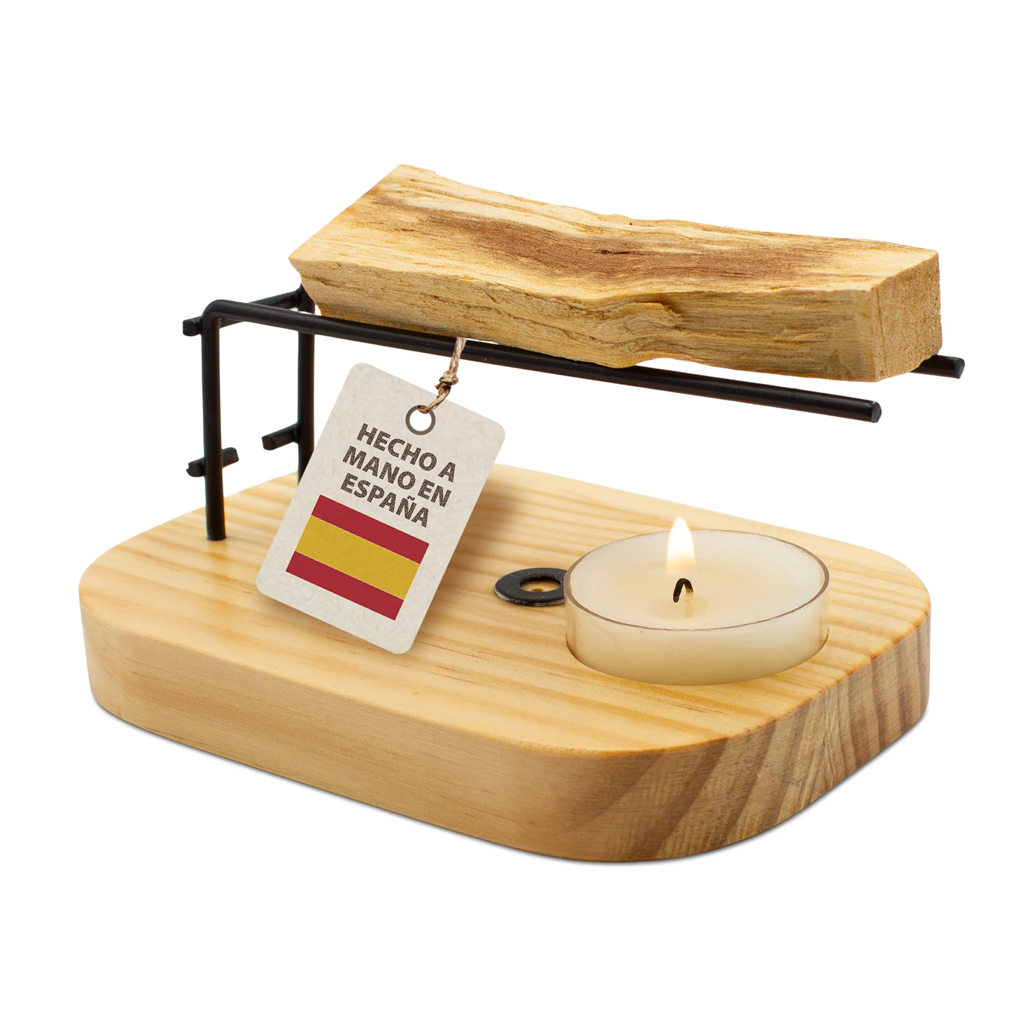 Quemador de Palo Santo SYS Aromas | Base de Madera y Soporte Metálico | Para Palo Santo, Sticks y Conos de Incienso_1