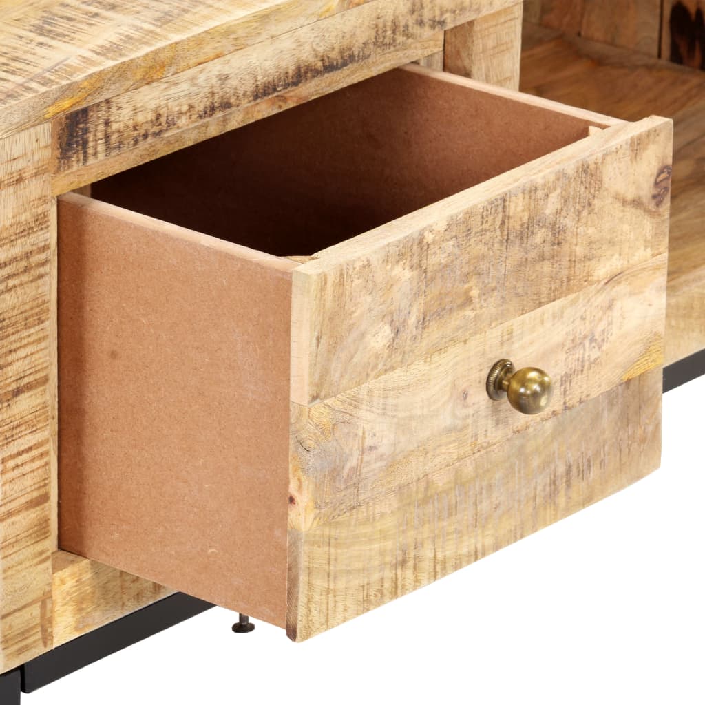 Mesa De Centro De Madera Maciza De Mango 88x50x42 Cm_3