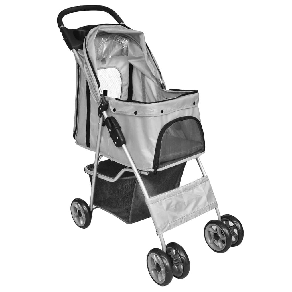 Vidaxl Cochecito Plegable Para Mascotas Perro/gato Gris_1