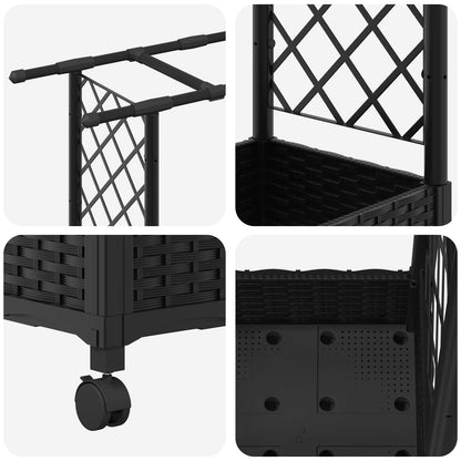 Cama Elevada Con Trellis Y Techo Negro 122,5 X 40 X 127 Cm Pp_5