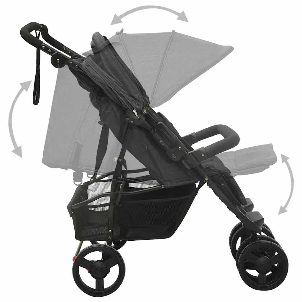 Vidaxl Carrito Para Gemelos De Acero Gris Antracita_4