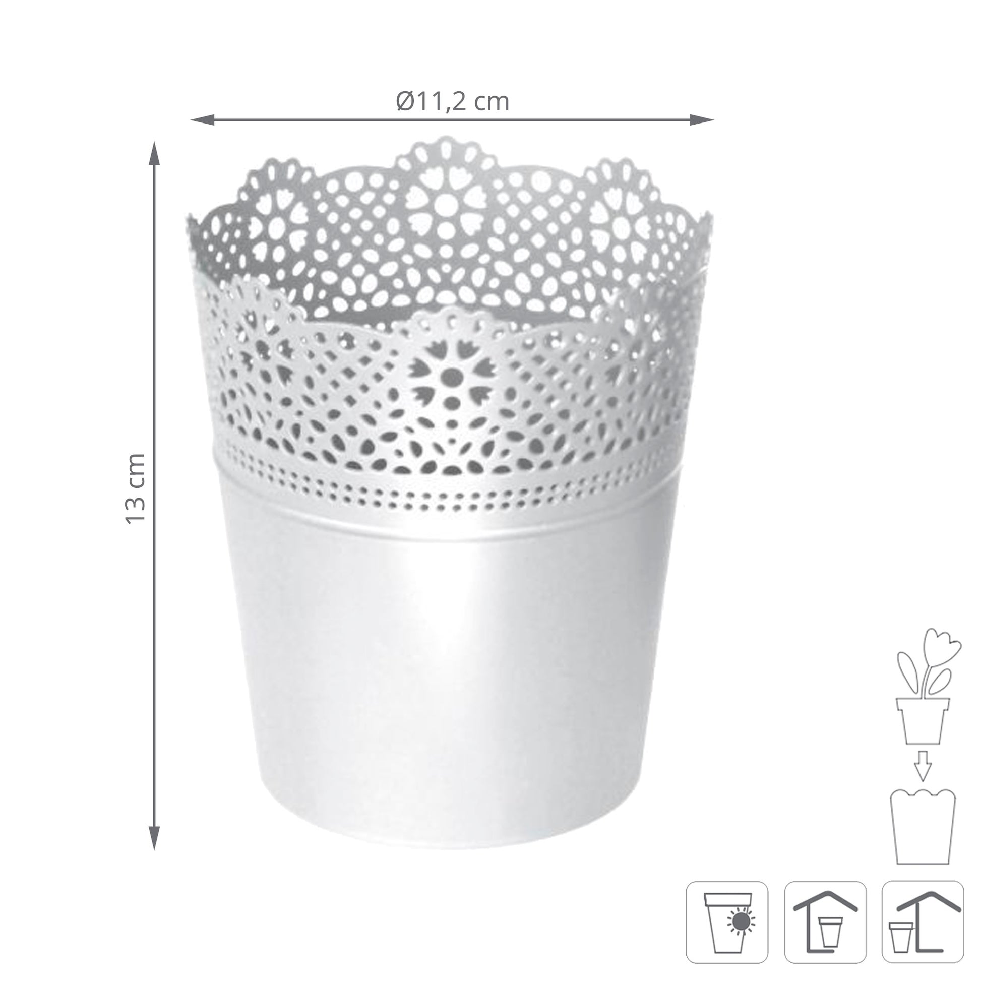 Maceta Lace , Dimensiones (mm) 112x112x130, Color Blanco_2