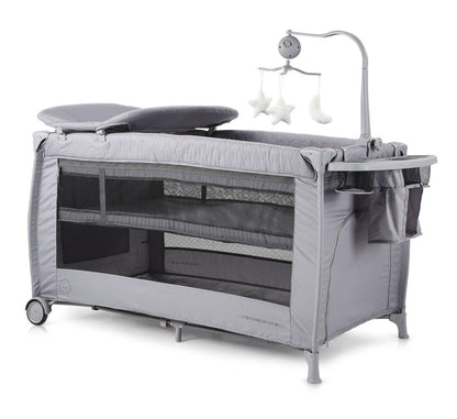 Cuna De Viaje Doble Altura Con Cambiador Y Carrusel Bella Ash Grey_1