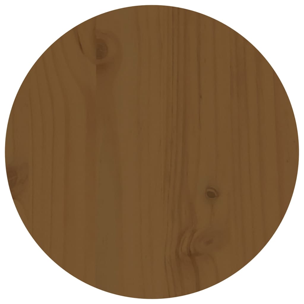 Mesa De Centro De Madera Maciza De Pino Marrón Miel Ø35x35 Cm_4