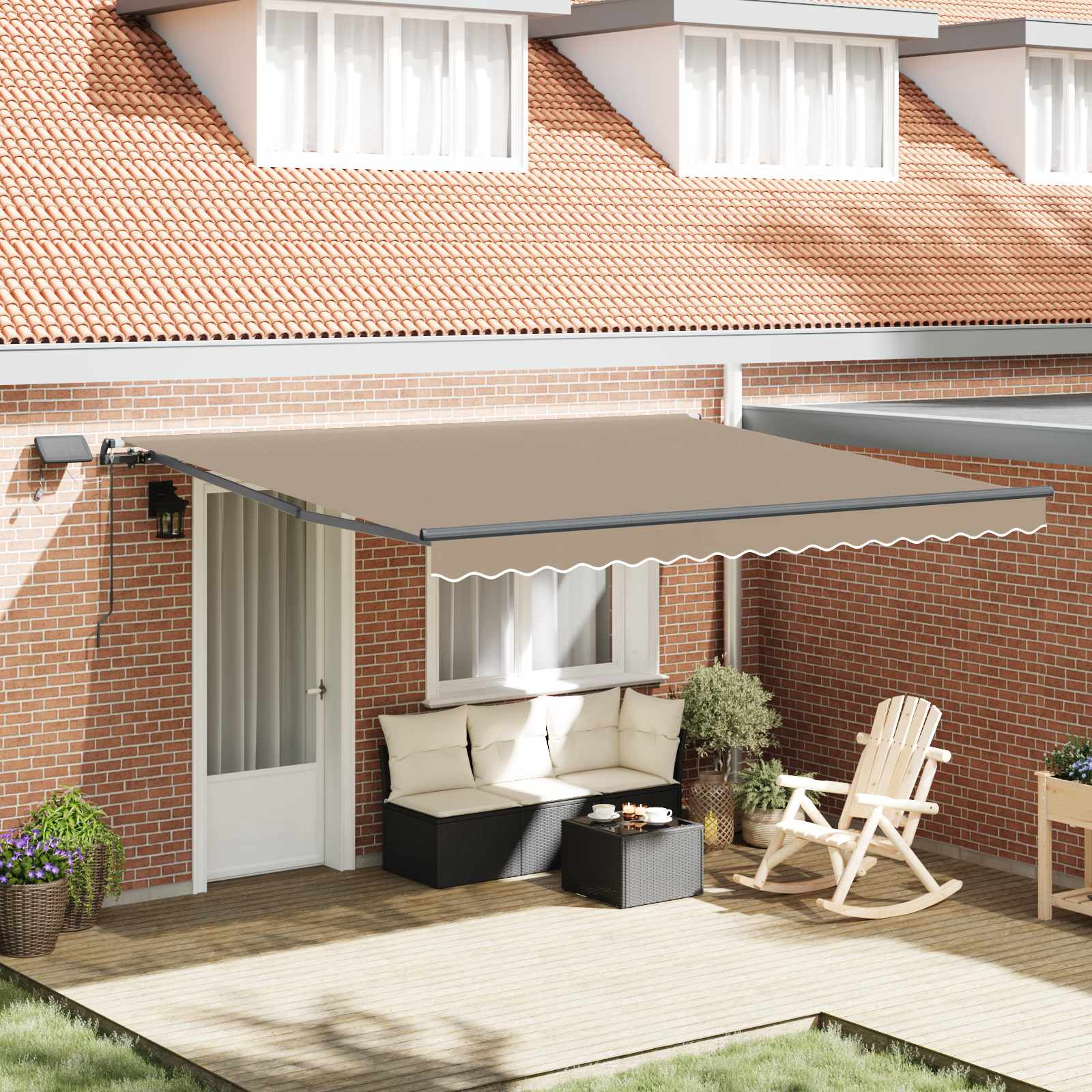 Toldo Retráctil Beige 400 X 350 Cm Tela Y Aluminio_1