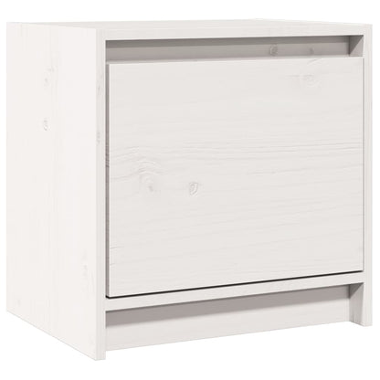 Mesita De Noche Madera Maciza De Mango Blanco 40x30,5x40 Cm_0