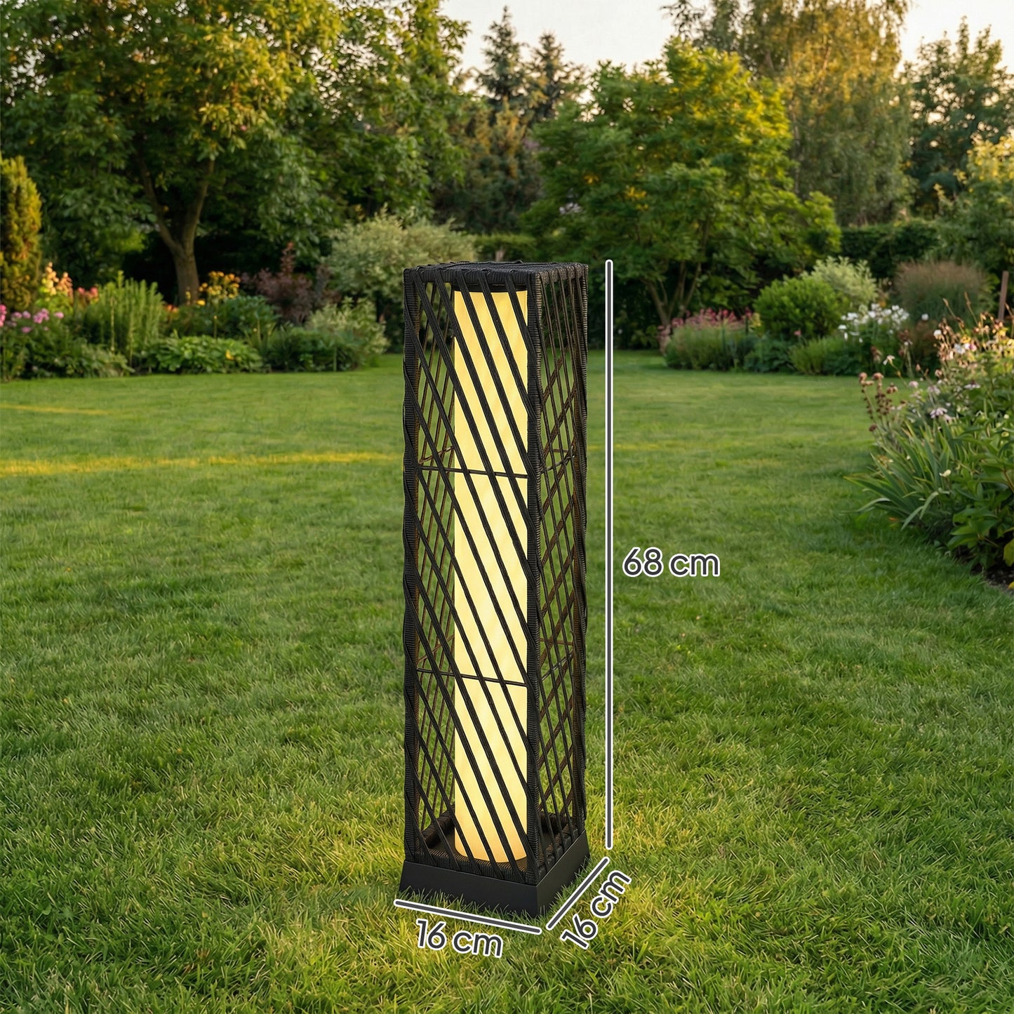 Outsunny Linterna De Jardín De Ratán Solar Luces Encendido Y Apagado Automático_2