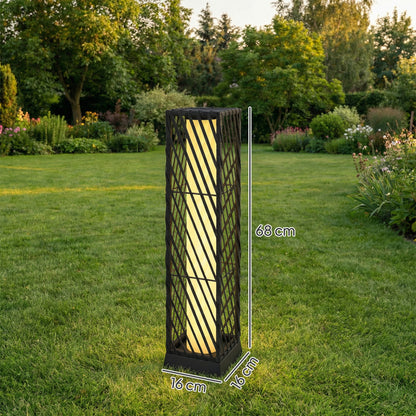 Outsunny Linterna De Jardín De Ratán Solar Luces Encendido Y Apagado Automático_2