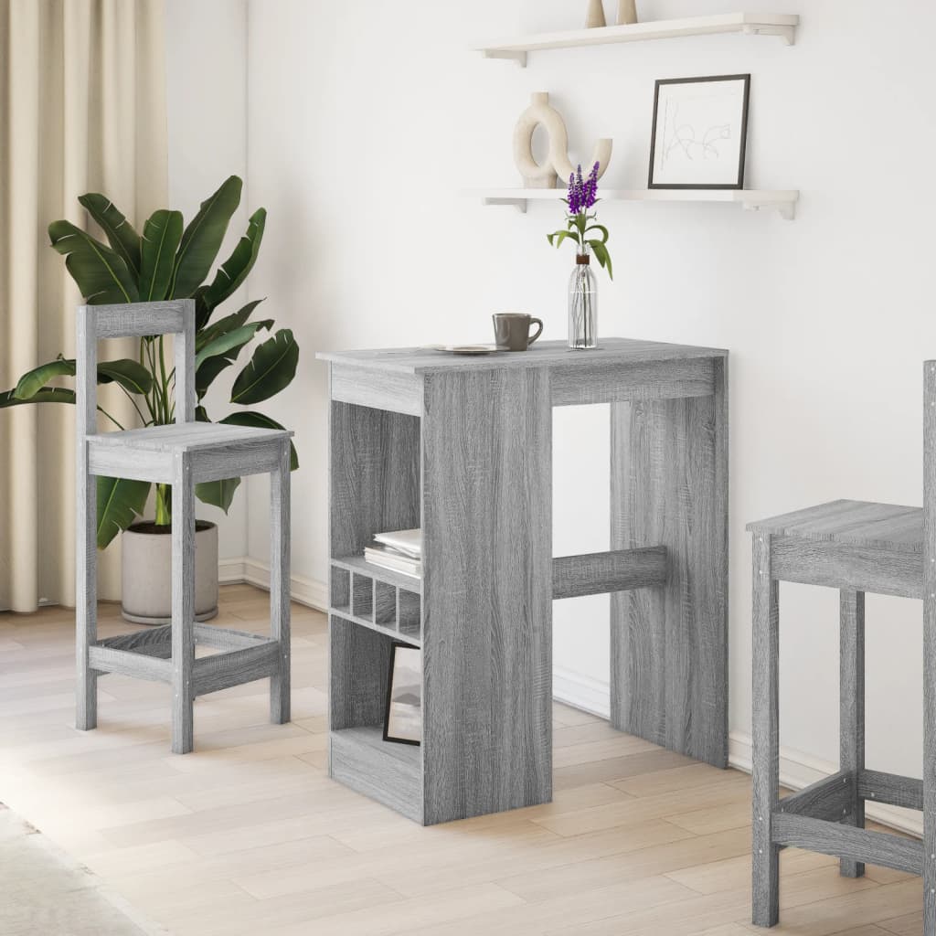 Mesa Alta Con Estantes Madera Gris Sonoma 90x47,5x103,5 Cm_1