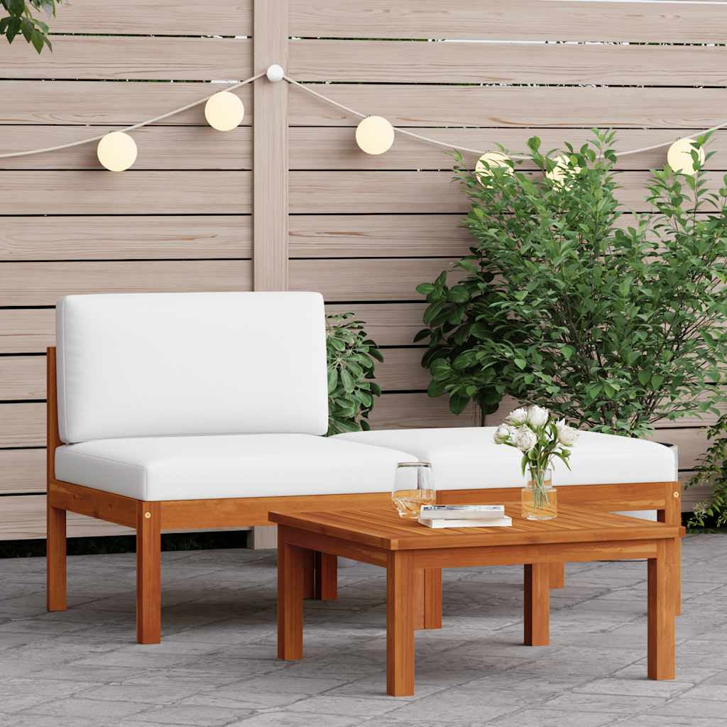 Vidaxl Conjunto De Jardín De 3 Piezas Con Cojines De Madera De Acacia Y Cuerda_1