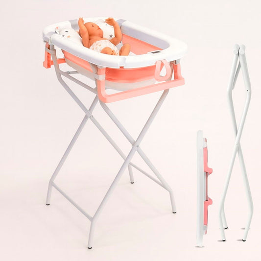 Bathby | Bañera Bebé Rosa Con Cojín, Termómetro Y Soporte Plegable | Ligera, Segura Y Compacta Para Recién Nacidos_0