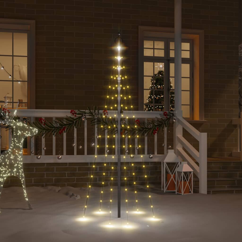 Vidaxl Árbol De Navidad En Asta De Bandera 108 Led Blanco Cálido 180cm_1