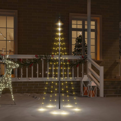 Vidaxl Árbol De Navidad En Asta De Bandera 108 Led Blanco Cálido 180cm_1