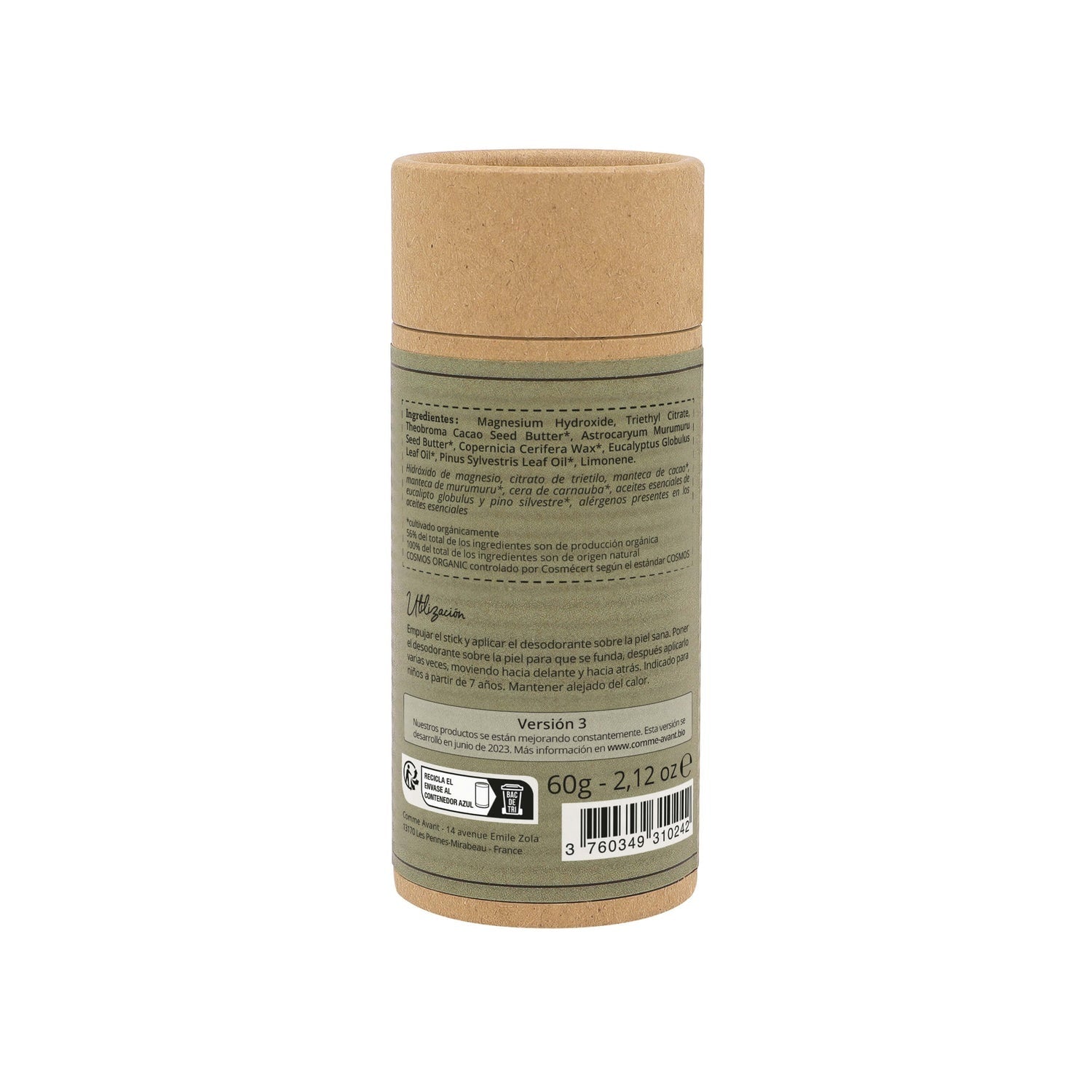 Desodorante sólido de eucalipto y pino silvestre Comme Avant 60 g