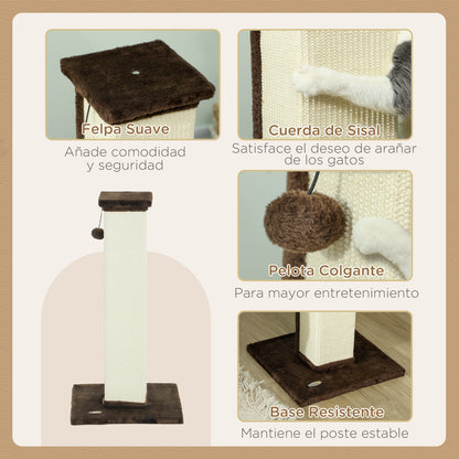 Pawhut Poste Rascador Para Gatos Altura 81 Cm Con Poste De Yute Y Bola Colgante_4