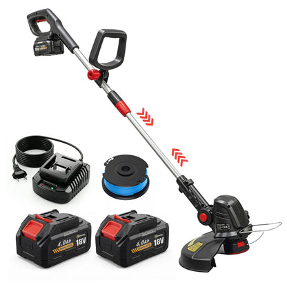 Outsunny Desbrozadora Batería 18v Con 2 Baterías De 4.0ah Y Cargador Plateado_0