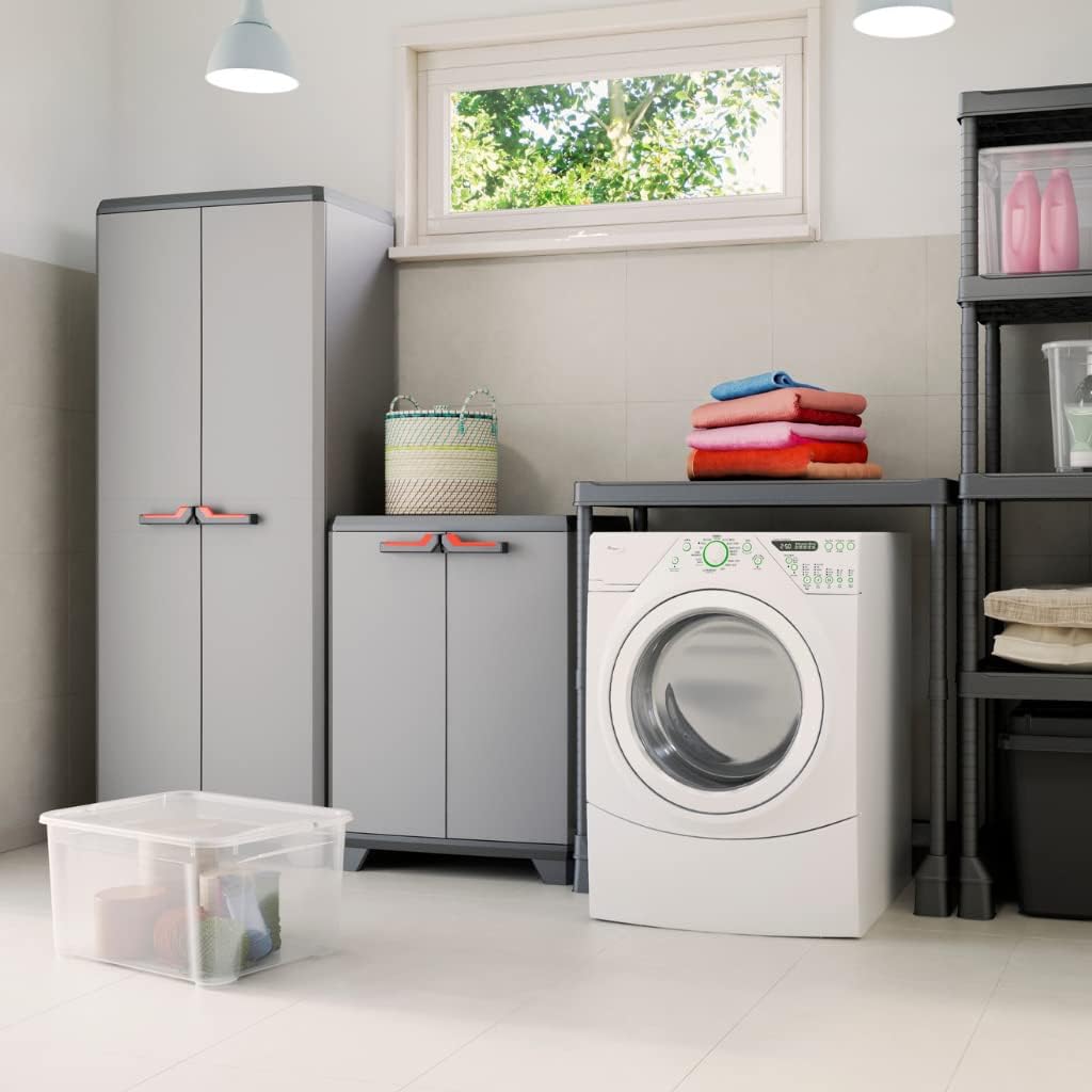 Keter Armario Stilo Bajo, Resina, 2 Puertas, 1 Balda Ajustable, 90x68x39 Cm_4