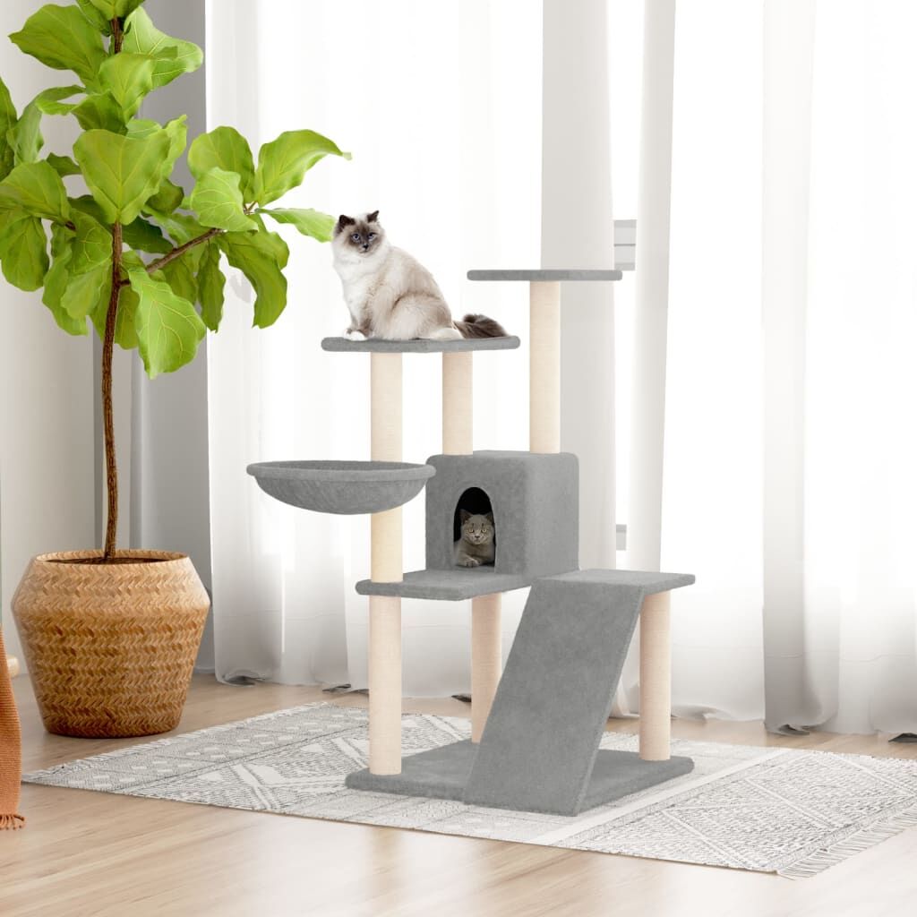 Vidaxl Rascador Para Gatos Con Postes De Sisal Gris Claro 94 Cm_1