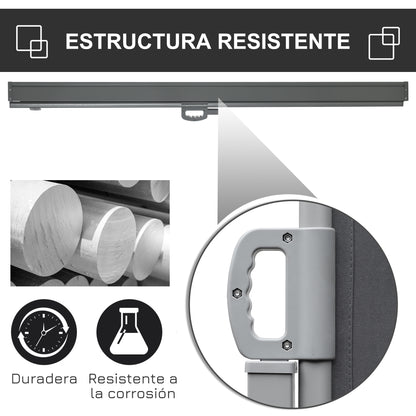 Outsunny Toldo Lateral Retráctil 300x180 Cm Pantalla Enrollable Para Jardín Gris_4