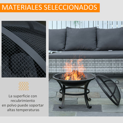 Outsunny Brasero Exterior Ø56 Cm Con Tapa Protectora Contra Chispas Y Atizador_5
