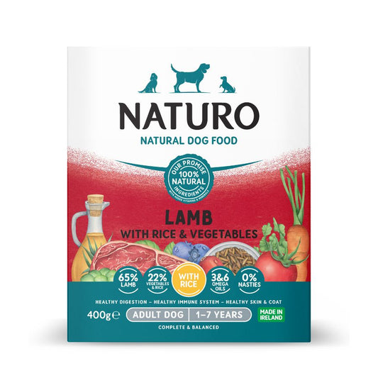 Naturo Comida Humeda Perro Cordero Y Arroz 400g X 7 Tarrinas_0