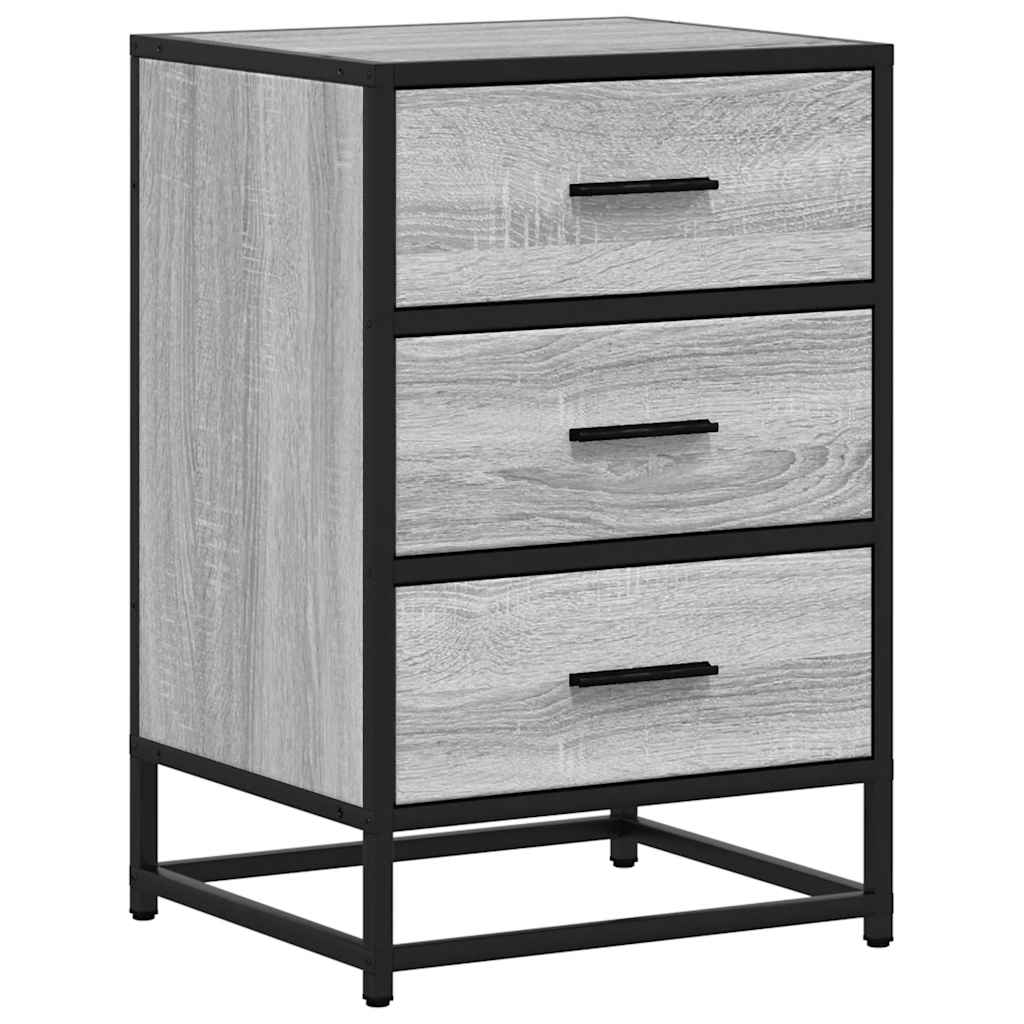 Mesita Noche Madera Ingeniería Gris Sonoma 40x34,5x60 Cm Metal_0