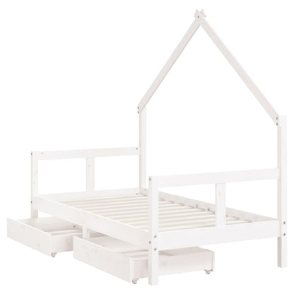 Vidaxl Estructura Cama Infantil Y Cajones Madera Pino Blanco 80x160 Cm_3