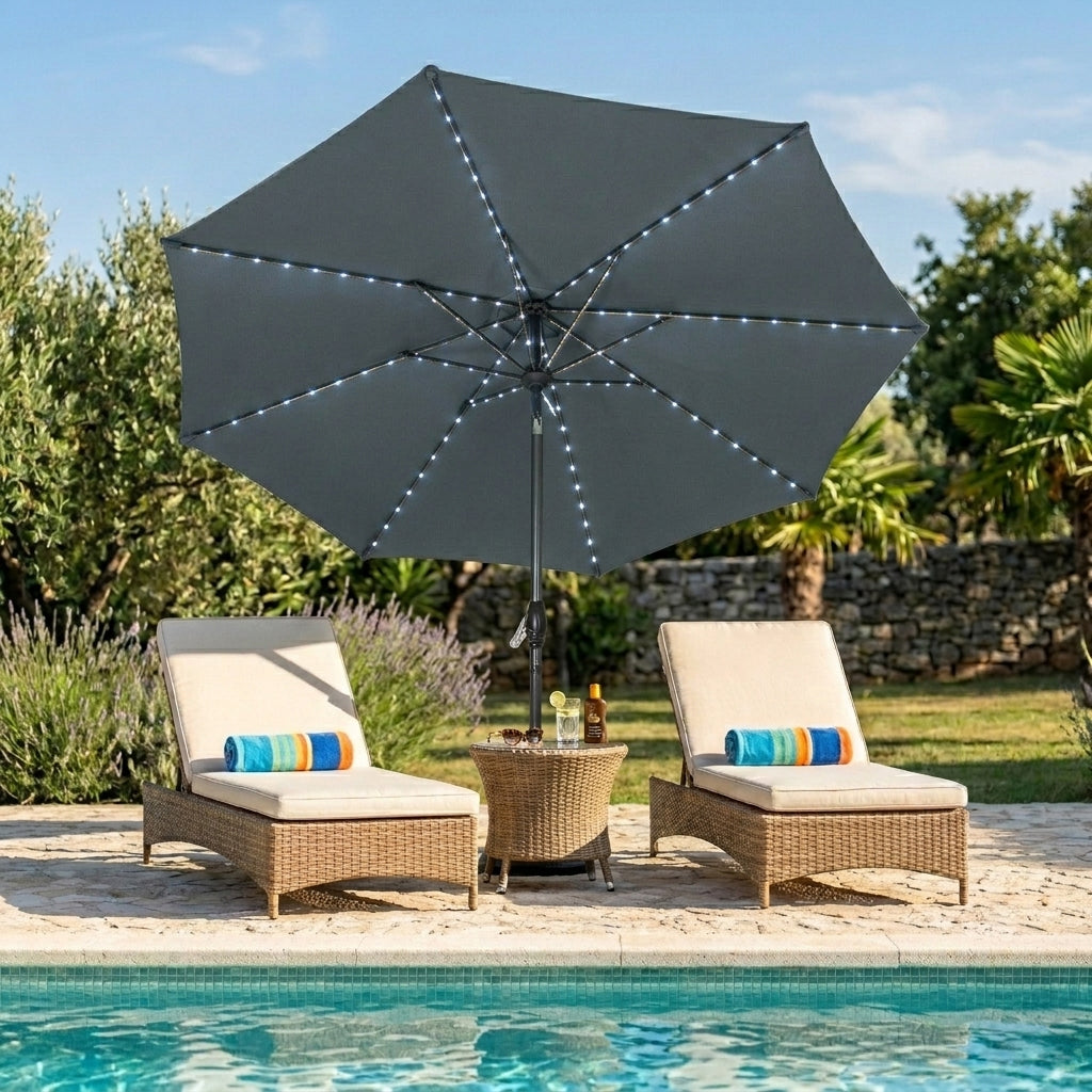 Parasol Led Inclinable De 2,7 M – Gris_3