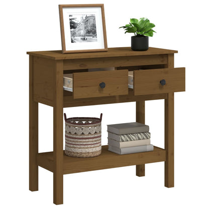 Mesa Consola De Madera Maciza De Pino Marrón Miel 75x35x75 Cm_3