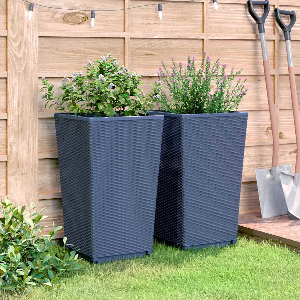 Jardineras 2 Unidades Pp Azul Gris 32,5x32,5x57 Cm_3